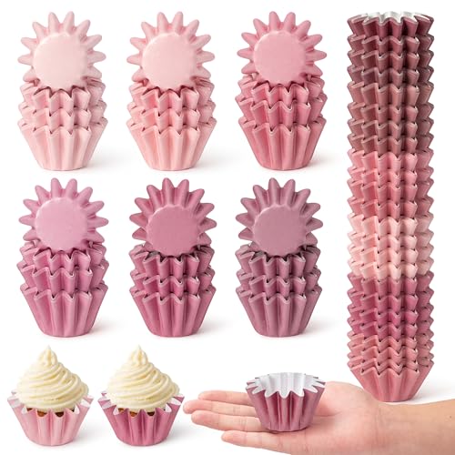 Pink Mini Size Cupcake Liners, Grease Resistant Muffin Baking Cups - color: Pink