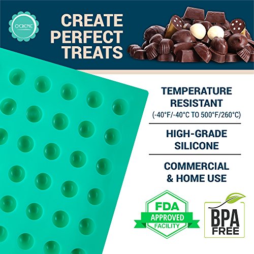 O'crème Truffle Silicone Molds, Round Silicone Mold - Commercial and Non-Commercial Use - Sphere Molds for Chocolate Truffles, Ganache, Jelly, Candy, Pralines and Caramels (27mm Diameter x 20mm High) - size: 27mm Diameter x 20mm High