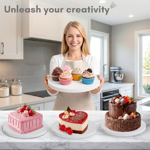 6-Pack 10 Inch Cake Drum Reversible – Sturdy 1/2” Thick, Fully Greaseproof Dual-Side with Sturdy Protection Box | Professional White Cake Rounds 10 Inch for Tiered, Wedding & Birthday Cakes - size: 6 pcs - 10 inch