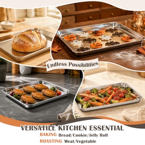 12.5"x9.7"Baking Sheet Pan(2Pcs), Joyfair Stainless Steel Toaster Oven Tray - size: 12.5"x9.7"
