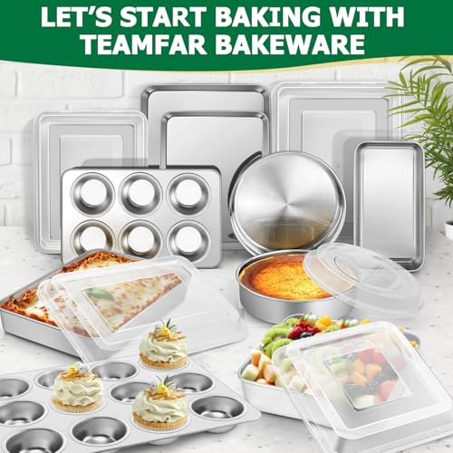 TeamFar Stainless Steel Baking Sheet Pan with Rack & Mat - 16/12.5/10.5inch