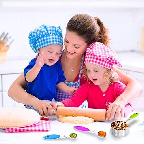 Wildone Stainless Measuring Cups and Spoons Set with Silicone Handle, 16pcs - color: Multicolor