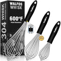 Stainless Steel Wire Whisk Set - 3 Packs Balloon Whisk, Thick Wire Whisk ＆ Strong Handles, Egg Frother for Cooking, Blending, Whisking, Beating and Stirring (7"+9"+11") - size: 7+9+11 in Silver