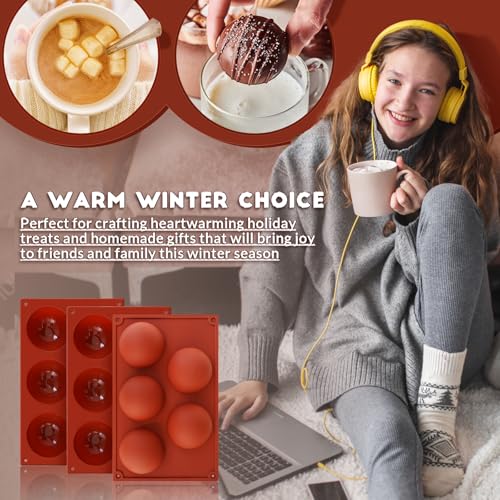 HKNMTT Hemisphere Silicone Molds 3 Inch for Hot Cocoa Chocolate Bombs Valentines Semi Ball Making Kit Cake Decor Mould, Food Grade Non-stick Kitchen Baking Supplies Oven Safe - style: 3" Semi Sphere 3PCS