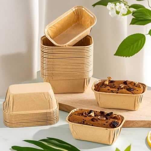 50 Pcs Disposable Paper Loaf Pans for Baking, Large Rectangular - color: rectangular-50