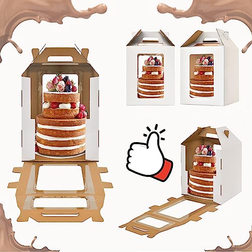 XININSUN Tall cake boxes for tier cakes 10x10x12 Inch with 6 Windows 2Pack - color: White