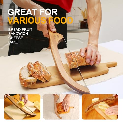 Sourdough Bread Knife, Bread Slicer for Homemade, 16" Wooden Bread Cutter