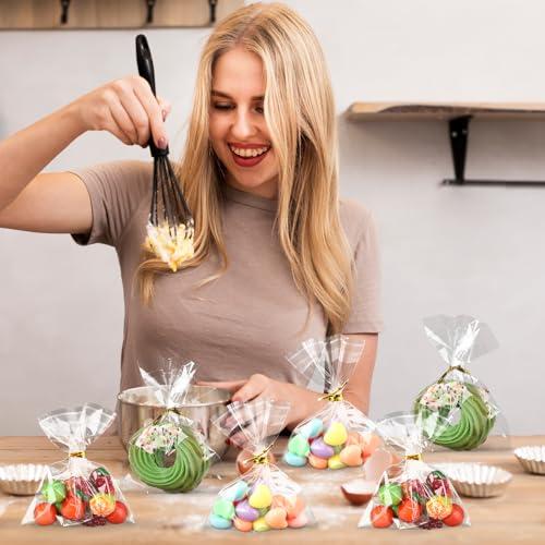 200Pcs Cookie Bags 3x3 Inches Cellophane Bags Self Adhesive Resealable Self Sealing Clear Cookie Bags with Twist Ties for Cookies Party Favors Bag - size: 3x3 Inches