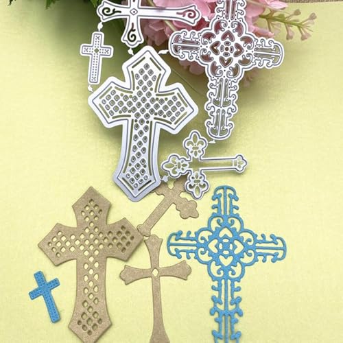 Mvchif-ay Cross Set Cutting Dies for Paper Card Making Metal Scrapbooking Tool DIY Craft Embossing for Photo Album Decor(5 Pcs Crosses) (XKAI00246) - color: 5 Pcs Crosses