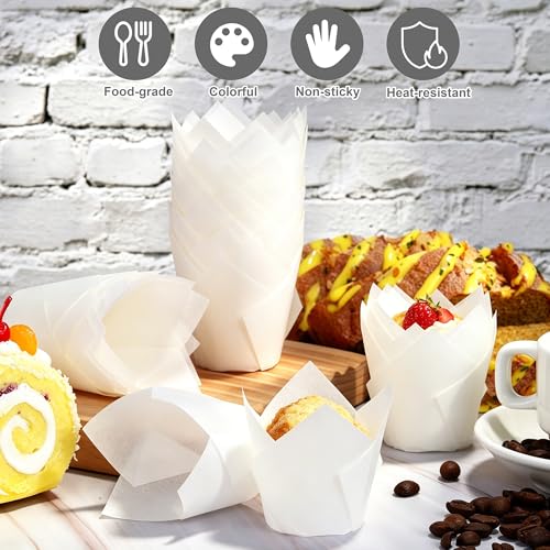 Ruisita 150 Pcs White Mini Cupcake Liners Muffin Liners Baking Cups - color: White
