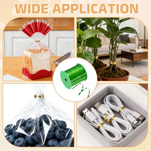 Metal Twist Ties, Metallic Twist Ties Roll Bread Twisty 350 Yard - color: Green