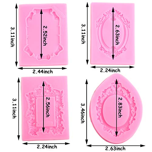 Mujiang Photo Frame Fondant Mold Picture Frame Silicone Molds Set Of 4 - color: Pink