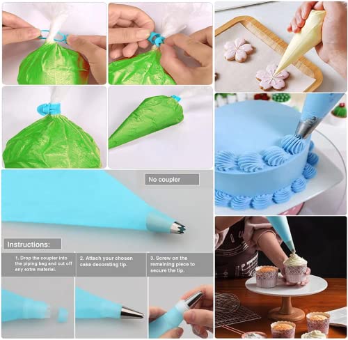 Piping Bags and Tips Set for Beginners Cake Decorating Tips for Baking with Pastry Bags and Tips, Icing Tips, Couplers, Icing Bags Ties