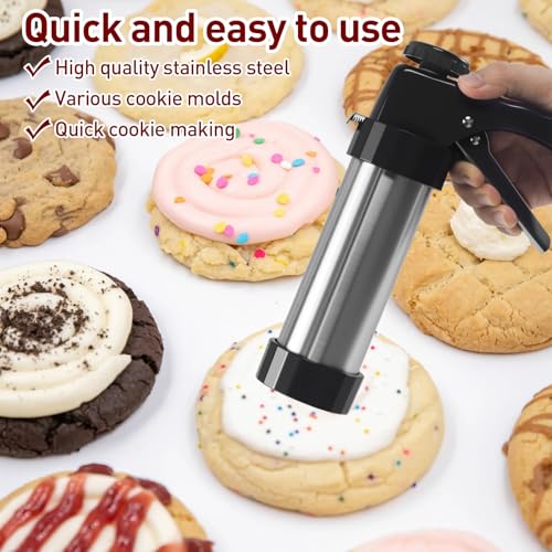 52 Pcs Cookie Press Gun Kit,Stainless Steel Cookies Press Spritz
