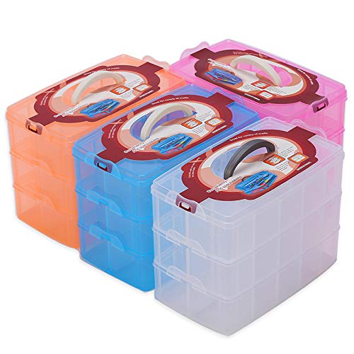 Sooyee 3-Tier Craft Storage Organizer Box Plastic,Blue - color: Blue, size: 3 Tier