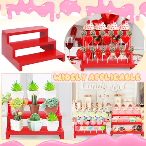 Wooden Lollipop Holder, Dessert Display for Wedding & Birthday Party Tables - color: Red-1P