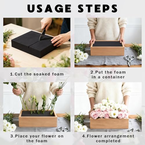 Prashent 3 Pcs Black Floral Foam Blocks for Artificial & Dried Flowers, Reusable & Water Resistant, Easy to Cut and Shape, Ideal for Home, Wedding, Events & DIY Crafts, 15”L x 11.1”W x 2.4”H - color: Black-3PCS-15"x 11.1"