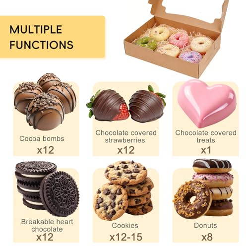 TOMNK 7pcs Cookie Boxes with 3 Style Window,12x8x2.5 In Brown Bakery Boxes - color: Brown