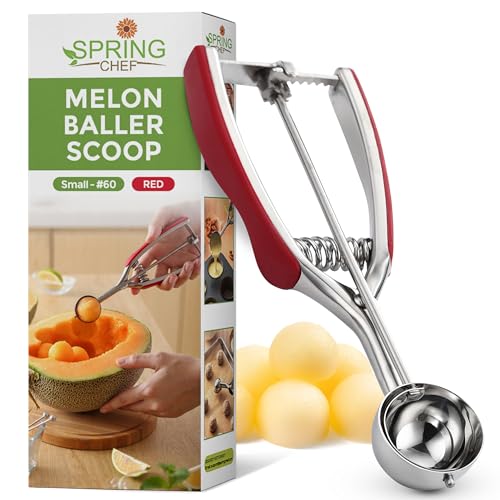Spring Chef Small Stainless Steel Melon Baller Scoop #60, 1 Tablespoon, Red - color: Red, size: #60 - Small - 1 Tbsp