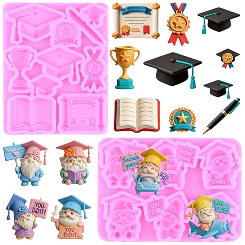 Mujiang Graduation Silicone Mold Dr Cap Diploma Fondant Mold Set Of 2 - color: Style E