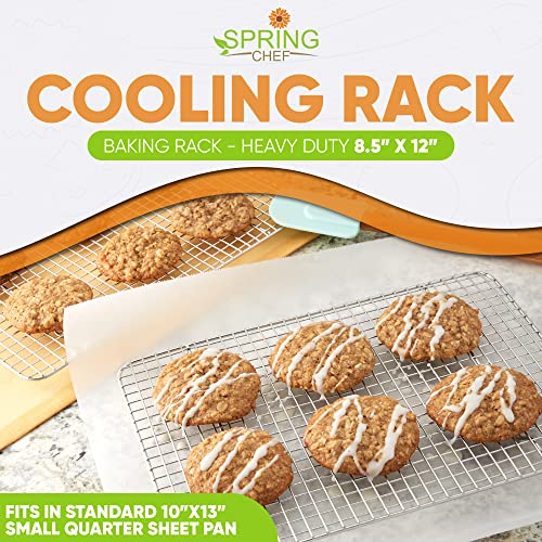 Spring Chef 8.5" x 12" Stainless Steel Cooling Rack for Baking, Set of 2 - size: 8.5"x12", style: 2 Pack