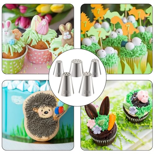 5pcs Grass Piping Tip, Stainless Steel Grass Icing Tip, Cake Decorating Tips Piping Tips Set for Frosting Cupcakes Decoration DIY Baking Supplies