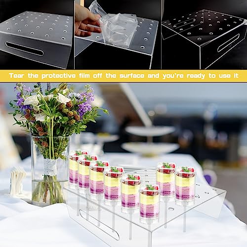 DOERDO 36 Holes Push Pop Cake Stand Acrylic Lollipop Stand Cake Display Stand for Wedding Birthday Party, Clear Square