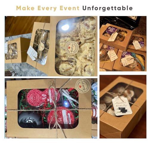 30 Pack 9x6x3in Cookie Boxes with Window, Bakery Boxes for Treats, Desserts - color: Brown