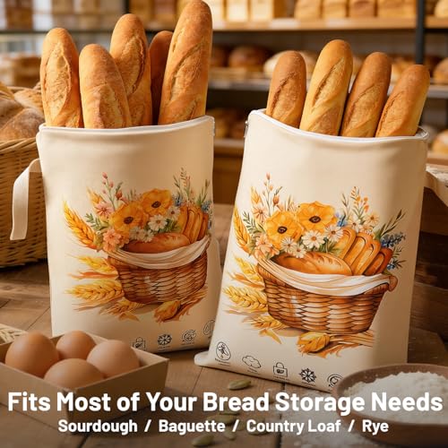 Beeswax Bread Bags for Sourdough 2 Pack, XL 13 x 17 Inch - color: Off White