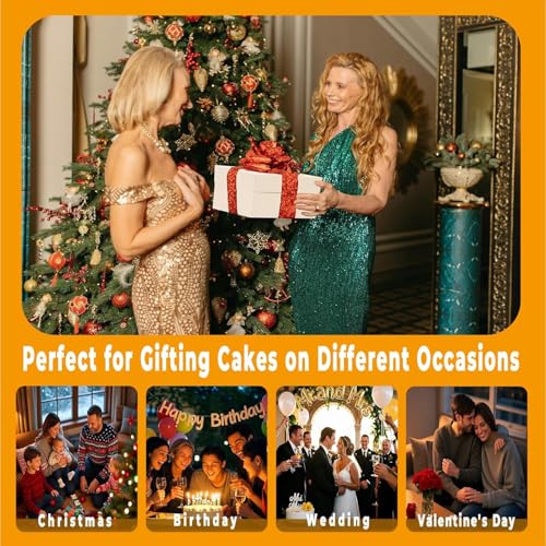 8x8x8 Inches Cake Boxes with Cake Boards, 3 Pack Premium Tall Cheesecake Boxes with Display Window for Christmas, Birthday, Wedding - size: 8 x 8 x 8 Inches-3 Pack