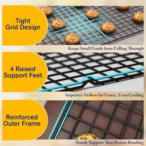 2 PCS Cooling Racks for Cooking and Baking, 11.65''x16.85'', Black - color: Black, size: 11.65''x16.85''-2PC