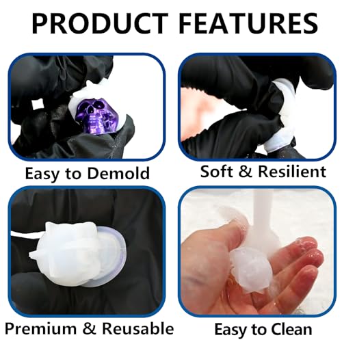 Halloween Skull Resin Molds, Set of 10 Skull Crafting Molds - color: 10PCS Mini 3d Skull