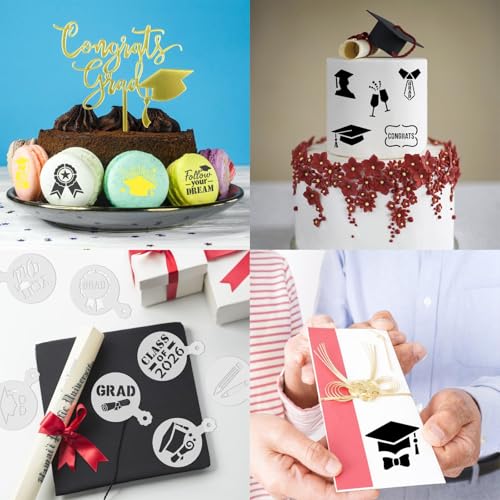 JULBEAR Graduation Cookie Stencils 36 Pcs Class of 2026 Reusable Templates - style: Graduation Style