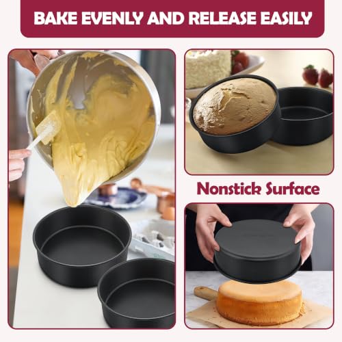 E-far 8 Inch Cake Pan, 3PCS Nonstick Stainless Steel Baking Cake Pans Tins - size: 8 Inches