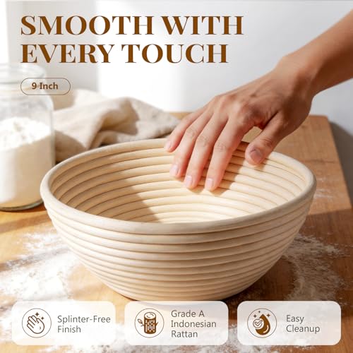 BAVIFY Sourdough Starter Kit, Banneton Bread Proofing Baskets Set