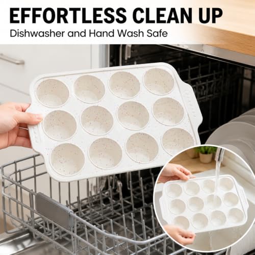 Vinino Silicone Muffin Pan with Reinforced Frame, Nonstick Cupcake Pan - size: Regular: 12-Cup x 1 Pcs