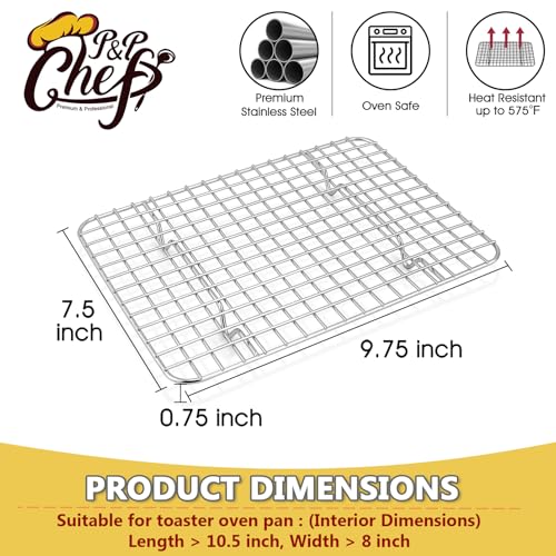P&P CHEF 9.75 Inch Stainless Steel Cooling Baking Rack Set of 2 - size: 9.75 Inch
