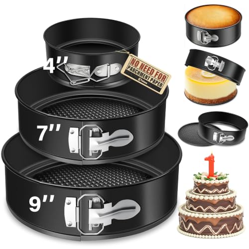 Vakoo Springform Pan Set, Removable Bottom for Easy Release, 4/7/9 Inch - size: 4+7+9 Inch