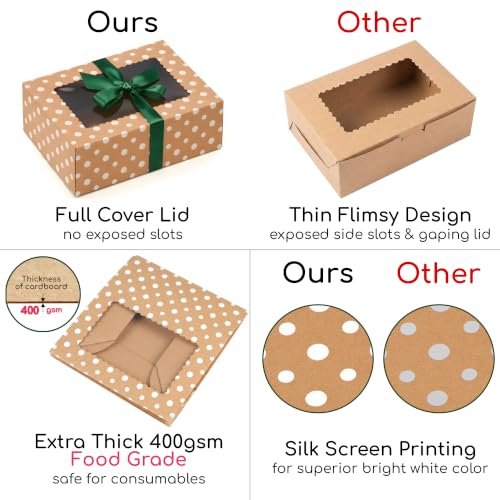 Christmas Cookie Boxes with Window & Ribbon (20 Pack) Baked Goods Packaging