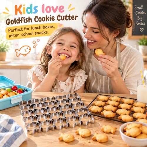 25-Cavity Goldfish Cracker Cutter, Stainless Steel Homemade Snack Maker - color: Mini Fish