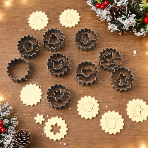 11 Pcs Mini Christmas Cookie Cutters Set,Linzer Cookie Cutters