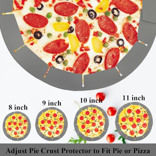 Adjustable Pie Crust Shields Baking Protectors, Silicone Cover Ring Fits 8-11.4 Inch Pies, Baking Pie Pizza Crust Shield Protector Cover for Edges (Grey-2pcs) - color: Grey-2pcs