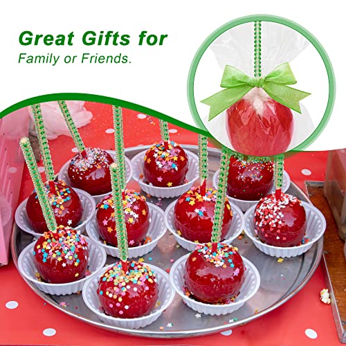 24P Candy Apple Stick Kit,Apple Rhinestone Bling Stick Wood Skewer - color: Green