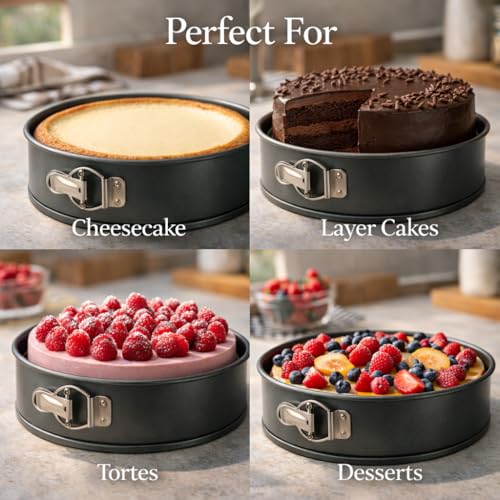 Wee's Beyond Non-Stick Springform Pan 9.5 Inch Cheesecake Pan for Baking – Easy Release Spring Form Pan with Removable Bottom – Durable Cake Pan for Cheesecake, Tortes & Desserts – Easy Clean Bakeware - style: Springform Pan