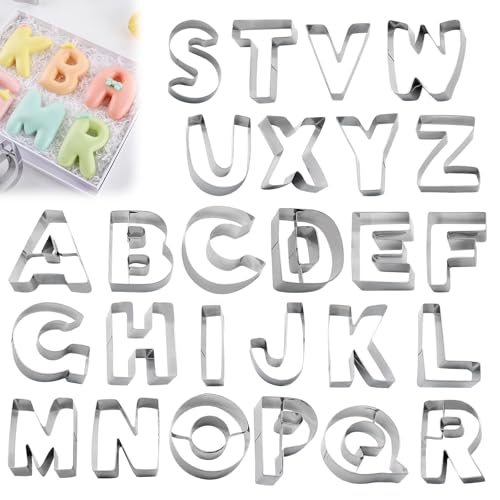 Luomorgo 26PCS Stainless Steel Alphabet Cookie Cutters Set, A-Z Letters - style: Letters