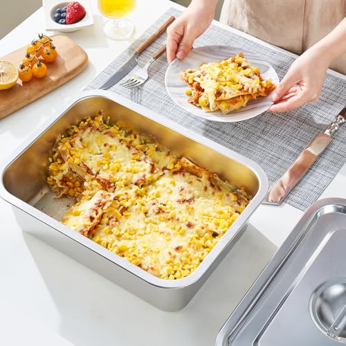 4 Inch Extra Deep Lasagna Baking Pan with Lid, 7.4Qt, 2 Pack - size: M, style: 2 Pack