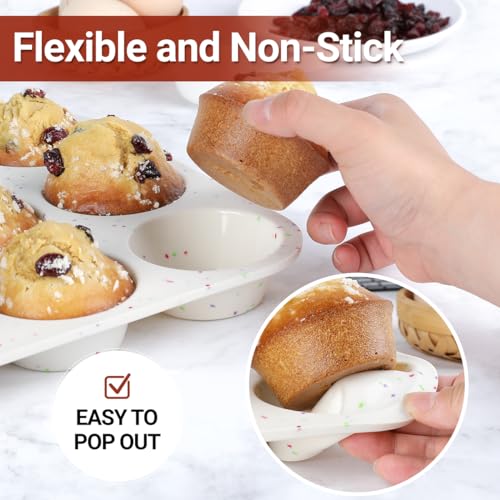 CAKETIME Silicone Muffin Pan, Cupcake Pan 12 Cups Regular Size Muffin Tin Non Stick Muffin Pan for Baking Banana Muffin, Cupcake, Egg Muffin 2 Pack Confetti - size: 2pcs:Regular 12-Cup