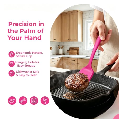 Small Silicone Spatula Set, Mini Spatula Heat Resistant for Serving, Baking - color: Pink