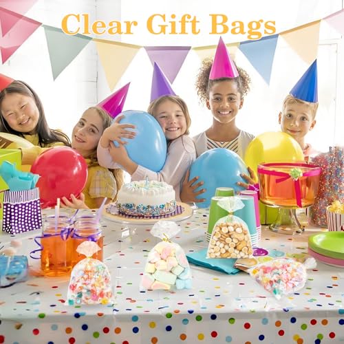 Cidenbio 100 PCS Cellophane Treat Bags, 5x7 In Clear Cellophane Gift Bags with Twist Ties Plastic Goodie Bag for Party Favor Cookie Candy Popcorn Bakery Chocolate Gift Wrapping - size: 5*7 Inch
