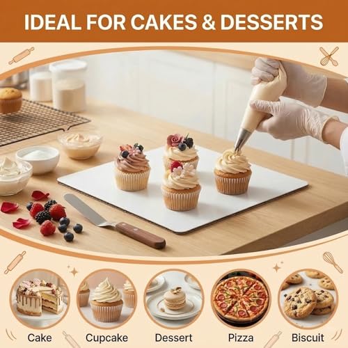5PCS Square Cake Boards,11.8 x 11.8 Inch White Greaseproof Cardboard - size: Square Cake Boards-5PCS